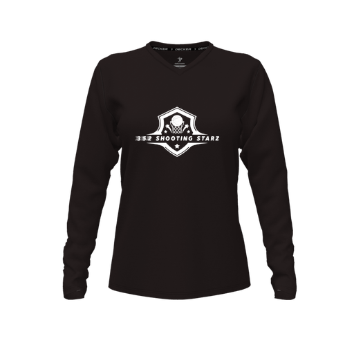 [FTLVCFBK-FYXS-LOGO1] Decker Comfort T-Shirt (Female Youth XS, Black, V Neck, Logo 1, Long Sleeve)