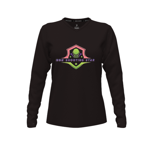 [FTLVCFBK-FYXS-LOGO2] Decker Comfort T-Shirt (Female Youth XS, Black, V Neck, Logo 2, Long Sleeve)