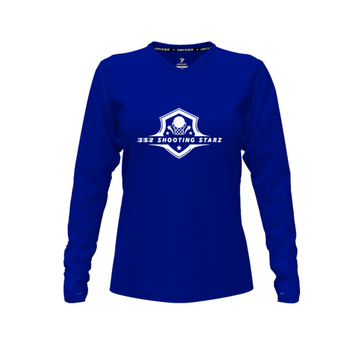 [FTLVCFRY-FYXS-LOGO1] Decker Comfort T-Shirt (Female Youth XS, Royal, V Neck, Logo 1, Long Sleeve)