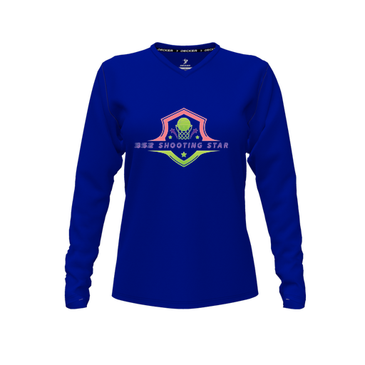 [FTLVCFRY-FYXS-LOGO2] Decker Comfort T-Shirt (Female Youth XS, Royal, V Neck, Logo 2, Long Sleeve)