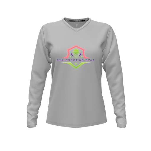 [FTLVCFGY-FYXS-LOGO2] Decker Comfort T-Shirt (Female Youth XS, Gray, V Neck, Logo 2, Long Sleeve)